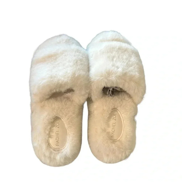 Rachel Zoe women's size XL white fluffy slippers, nwt - Picture 1 of 6